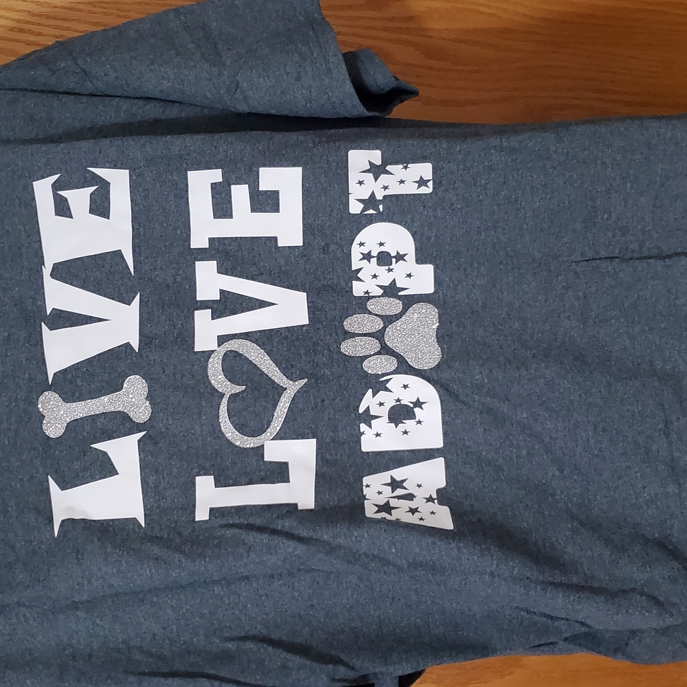 Unisex Animal Rescue Tee - Live Love Adopt - Gray - LARGE